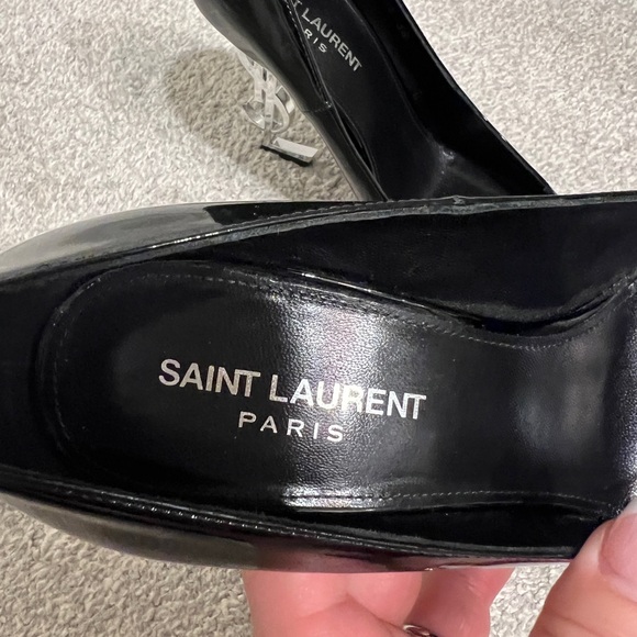 YSL Saint Laurent Black Silver Opyum Heels - Picture 3 of 5